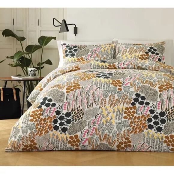 Marimekko White/Multicolor Abstract Floral Print Comforter Size Full/Queen EUC - Picture 1 of 7